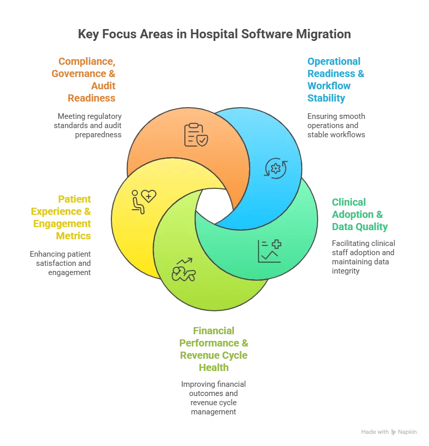 Hospital Management Software Migration: Key Metrics to Track in the First 90 Days 2 Hospital Management Software Migration Key Focus Area visual selection